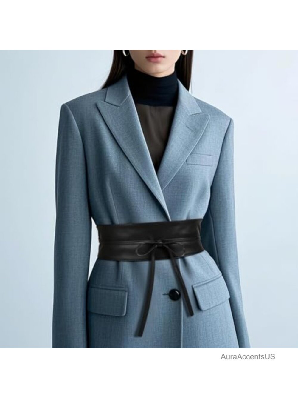 PU Leather Obi Style Wrap Waist Band Belt Women's Chic Vintage Wide Waistband - Picture 4 of 5
